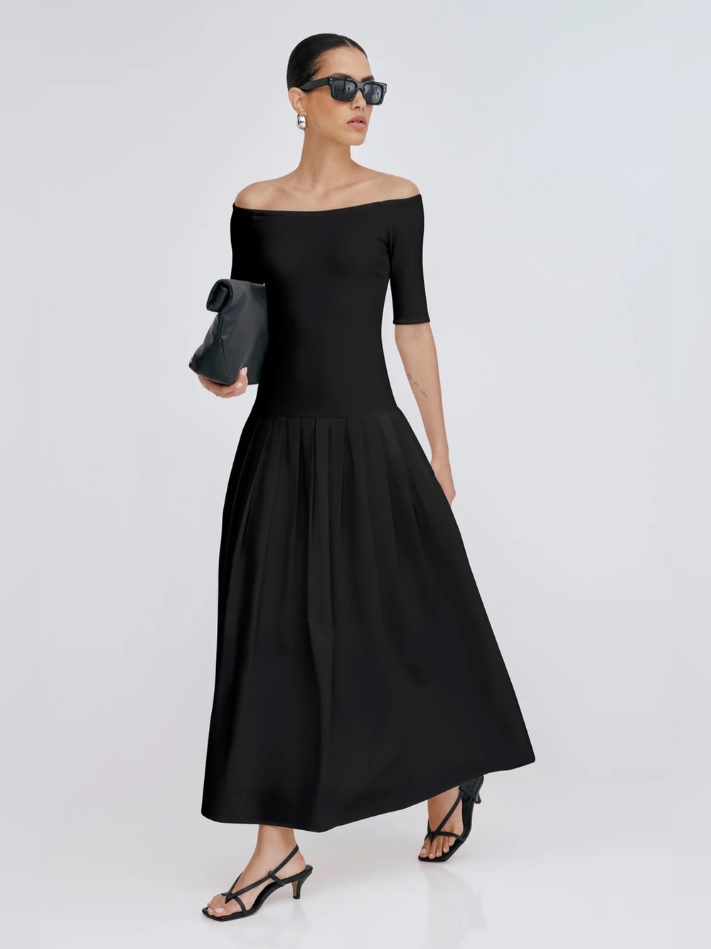 NWT Marcella Mila Dress European Ponte & Cotton Maxi Dress Black Size XL